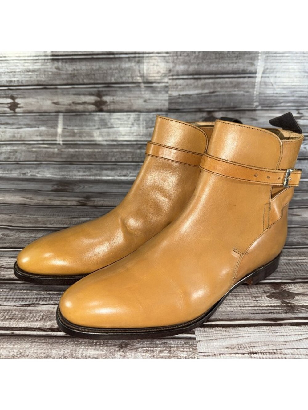 PEAL & CO x Brooks Brothers Ankle Monk Strap Leather Boots Size 9.5 Color Brown